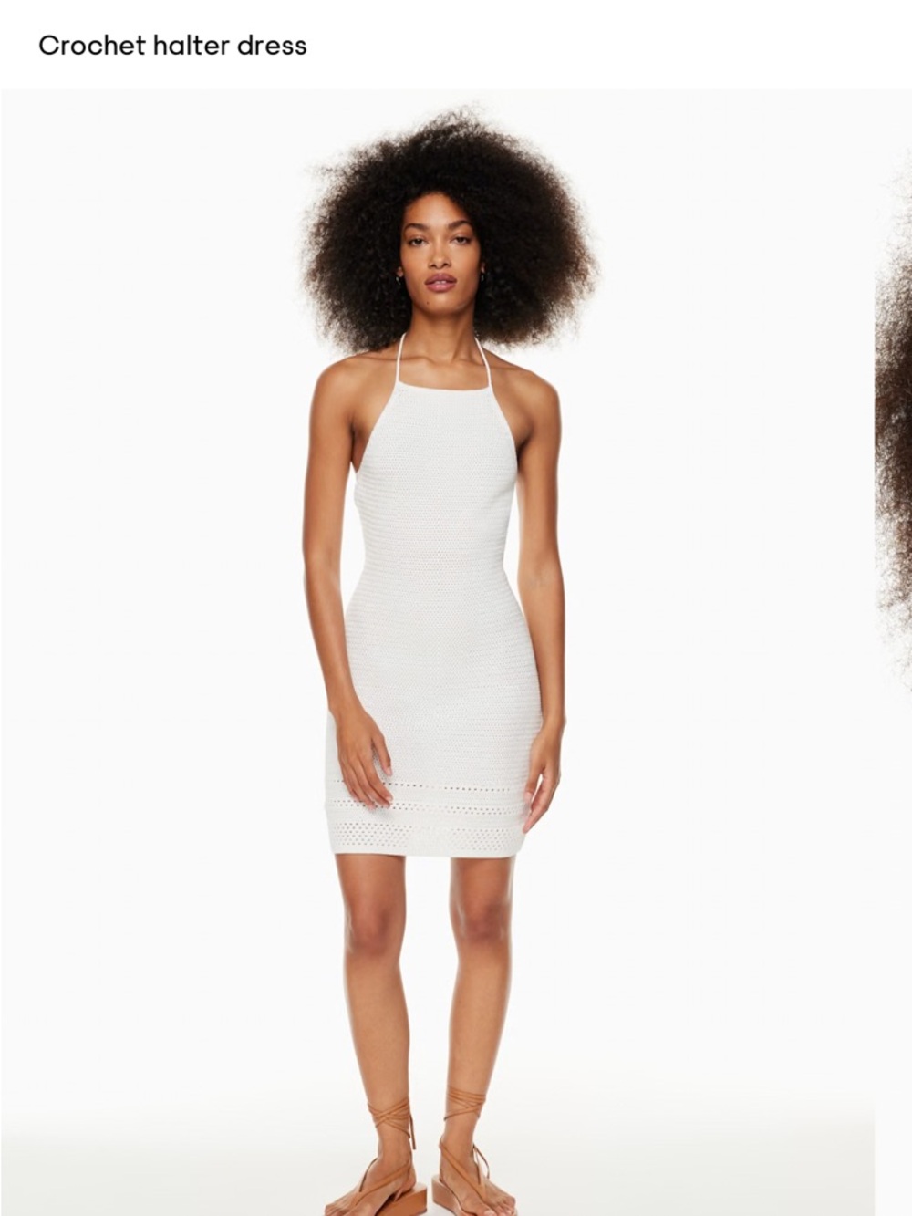 Aritzia Wilfred White Crochet Halter Mini Dress